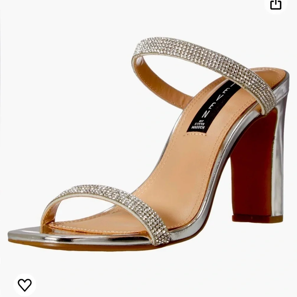 STEVEN by Steve Madden WOMEN’s Jersey-R Rhinestone Heeled Sandal SIZE 8